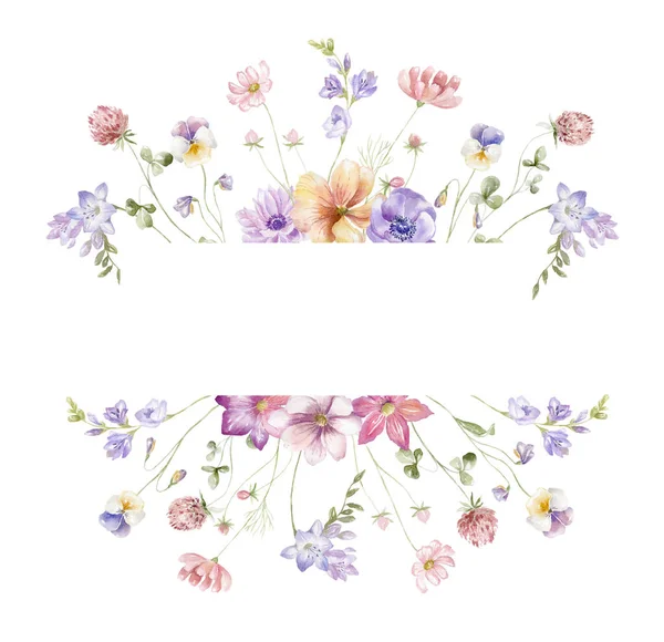 백지에 들꽃이 프레임 여름의 — 스톡 사진