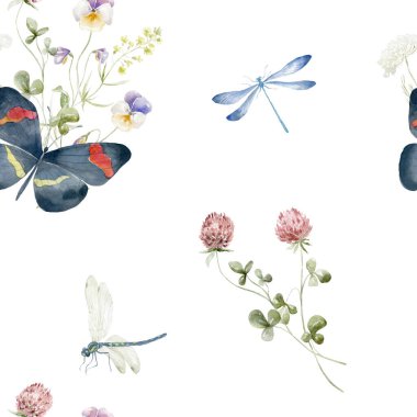 Beyaz Arkaplanda Kelebek ve Yusufçukla Kusursuz Şekil.