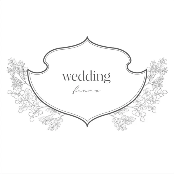 Wedding Crest Flowers Line Art Illustration — Stock Vector