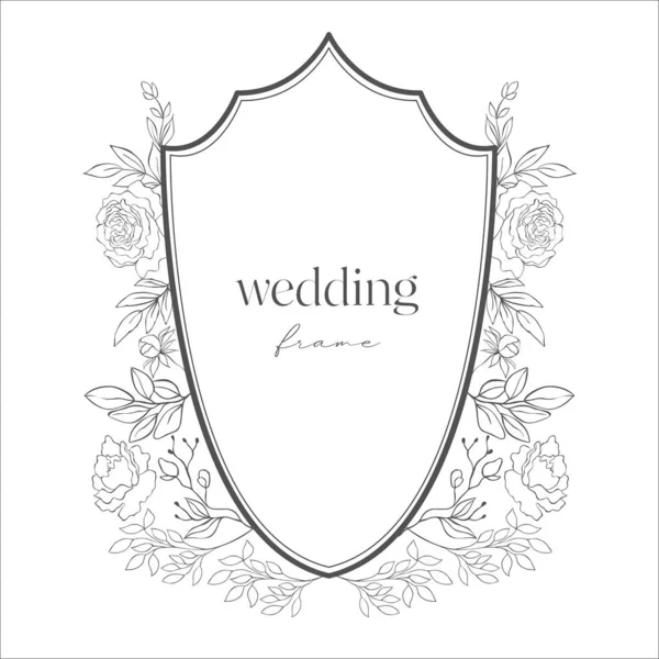 Bröllop Krön Med Blommor Illustration Linjekonst — Stock vektor
