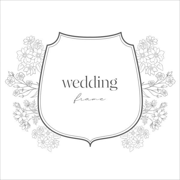婚礼与花的顶点 线条艺术图解 — 图库矢量图片