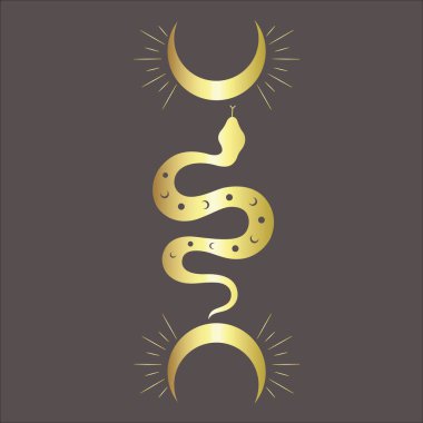 Line Art Design with Crescent on the dark Background. Vector Illustration. clipart