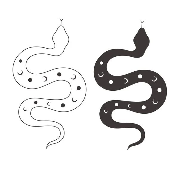 stock vector Line Art Design with Snake on the white Background. Vector Illustration.