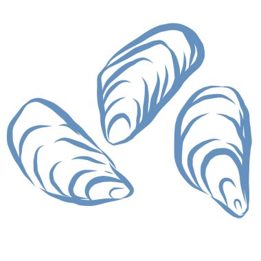 İstiridyelerin Çizgi Sanatı Çizgisi. Vektör Grafiği.