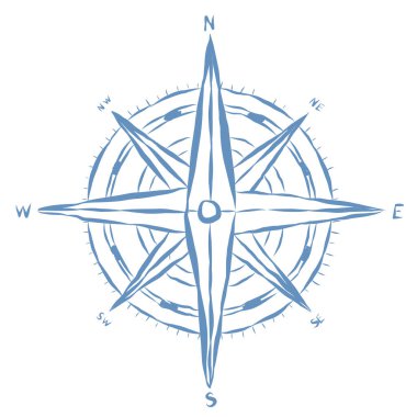 Line Art Illustration of Compass. Vektör Grafiği.
