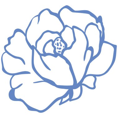 Çizgi Mavi Çiçek. Vektör İllüstrasyonu.