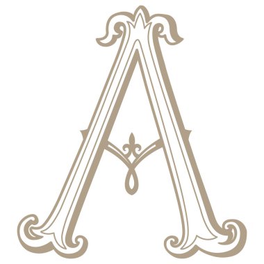 Vintage Harf ve Monogram A 'nın Vektör İllüstrasyonu.