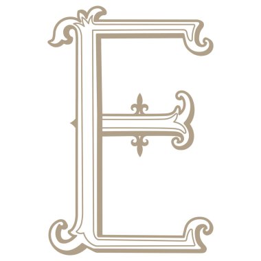 Vintage Letter ve Monogram E 'nin Vektör İllüstrasyonu.