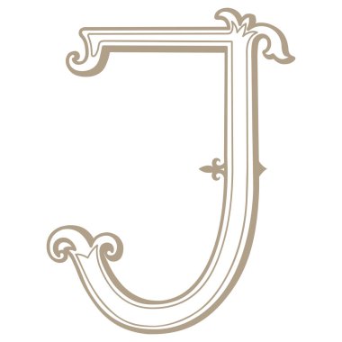 Vintage Harf ve Monogram I 'nin Vektör İllüstrasyonu.