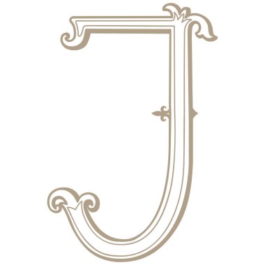 Vintage Harf ve Monogram J 'nin Vektör İllüstrasyonu.