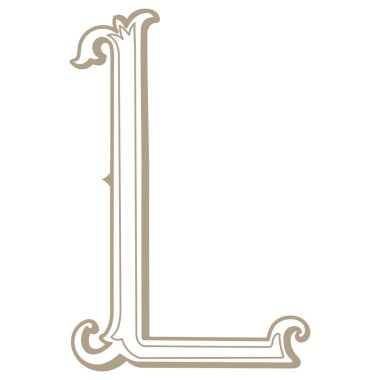 Vintage Harf ve Monogram L 'nin Vektör İllüstrasyonu.