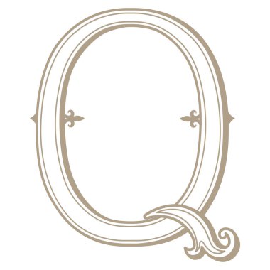Vintage Letter ve Monogram Q 'nun Vektör İllüstrasyonu.
