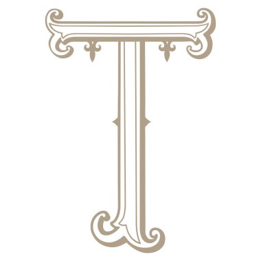 Vintage Letter ve Monogram T 'nin Vektör İllüstrasyonu.