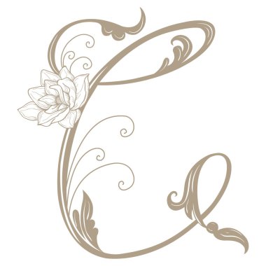 Vintage Letter ve Monogram C 'nin Vektör İllüstrasyonu.