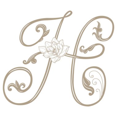 Vintage Letter ve Monogram H 'nin Vektör İllüstrasyonu.