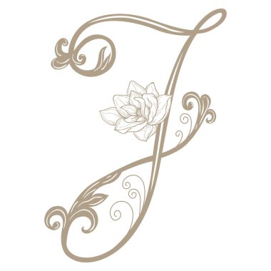 Vintage Harf ve Monogram J 'nin Vektör İllüstrasyonu.