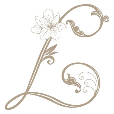 Vintage Harf ve Monogram L 'nin Vektör İllüstrasyonu.