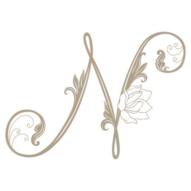 Vintage Letter ve Monogram N 'nin Vektör İllüstrasyonu.
