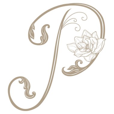 Vintage Letter ve Monogram P 'nin Vektör İllüstrasyonu.