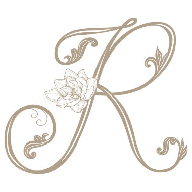 Vintage Letter ve Monogram R 'nin Vektör İllüstrasyonu.