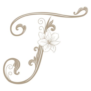 Vintage Letter ve Monogram T 'nin Vektör İllüstrasyonu.