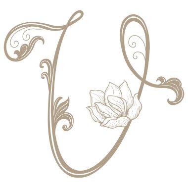 Vector Illustration of Vintage Letter and Monogram V.