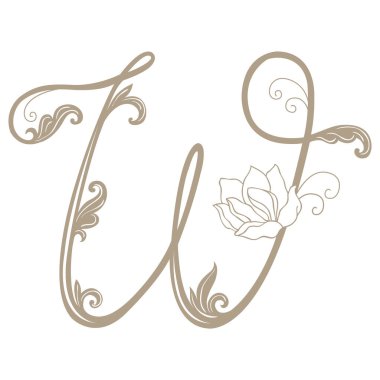 Vector Illustration of Vintage Letter and Monogram W.