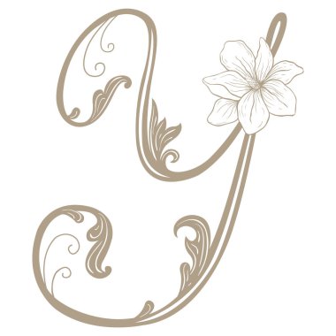 Vintage Harf ve Monogram Y 'nin Vektör İllüstrasyonu.
