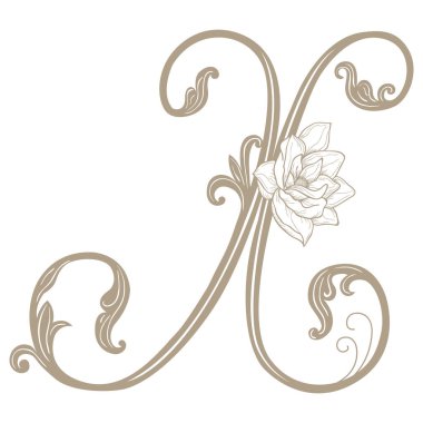 Vintage Letter ve Monogram X 'in Vektör İllüstrasyonu.