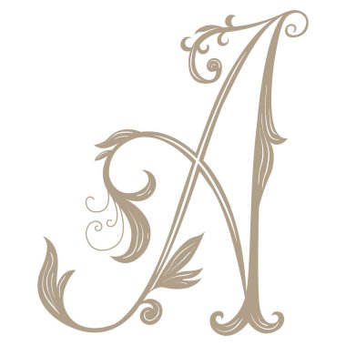 Vintage Harf ve Monogram A 'nın Vektör İllüstrasyonu.