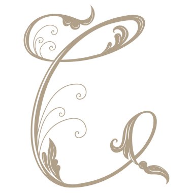 Vintage Letter ve Monogram C 'nin Vektör İllüstrasyonu.