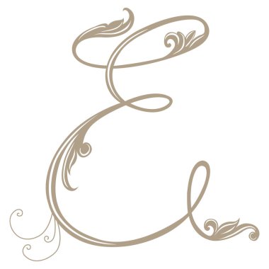 Vintage Letter ve Monogram E 'nin Vektör İllüstrasyonu.