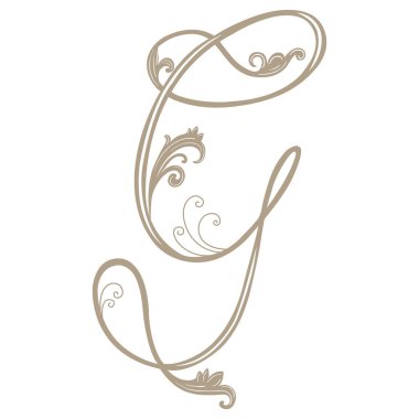 Vintage Letter ve Monogram G 'nin Vektör İllüstrasyonu.