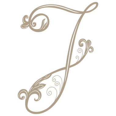 Vintage Harf ve Monogram J 'nin Vektör İllüstrasyonu.