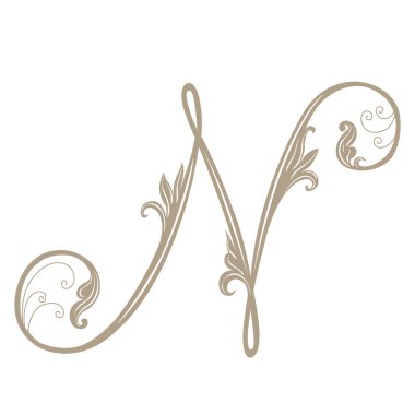 Vintage Harf ve Monogram L 'nin Vektör İllüstrasyonu.