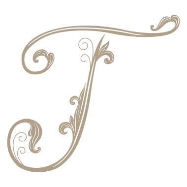 Vintage Letter ve Monogram T 'nin Vektör İllüstrasyonu.