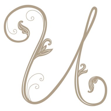 Vintage Letter ve Monogram U 'nun Vektör İllüstrasyonu.