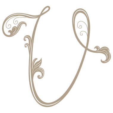 Vector Illustration of Vintage Letter and Monogram V.