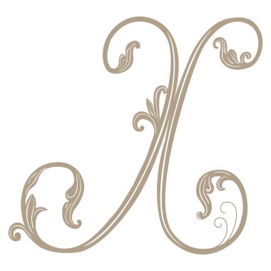 Vintage Letter ve Monogram X 'in Vektör İllüstrasyonu.