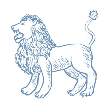 Beyaz Arkaplanda Aslanın Vektör İllüstrasyonu.