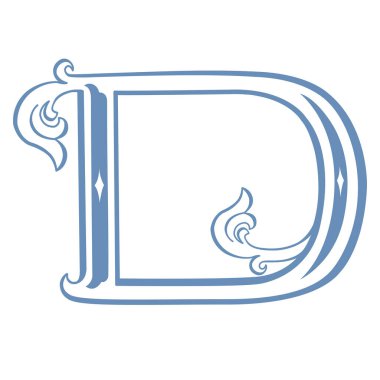 Vintage Letter ve Monogram D 'nin Vektör İllüstrasyonu.