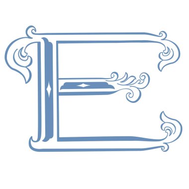 Vintage Letter ve Monogram E 'nin Vektör İllüstrasyonu.