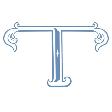 Vintage Letter ve Monogram T 'nin Vektör İllüstrasyonu.