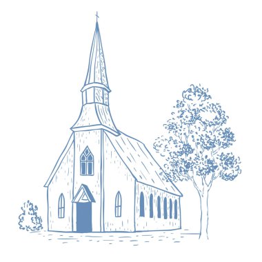 Beyaz Arkaplanda Kilisenin Vektör İllüstrasyonu.