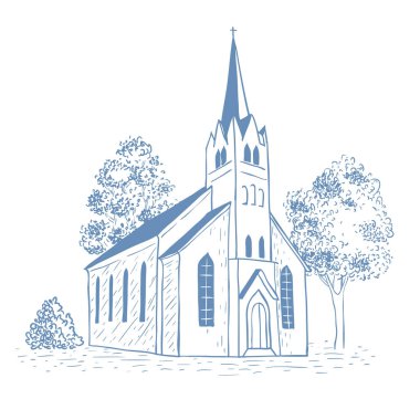 Beyaz Arkaplanda Kilisenin Vektör İllüstrasyonu.