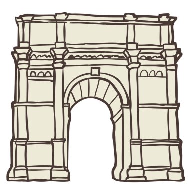 Zafer Kemeri 'nin tasviri. Beyaz Arkaplanda Vektör Grafiği.
