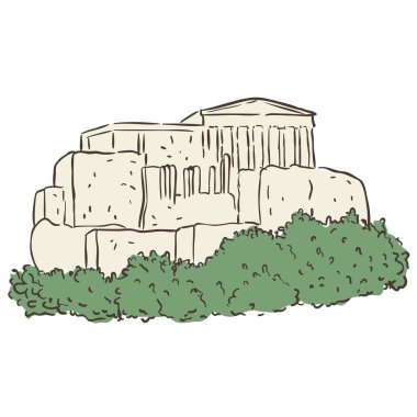 Parthenon 'un tasviri. Beyaz Arkaplanda Vektör Grafiği