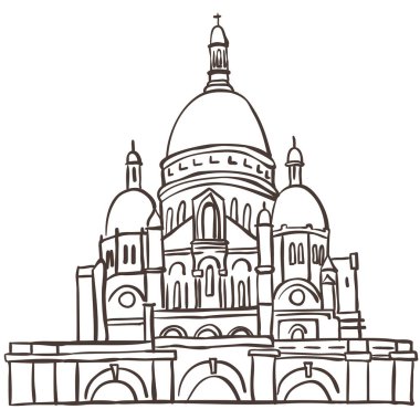 Montmartre 'ın tasviri. Beyaz Arkaplanda Vektör Grafiği