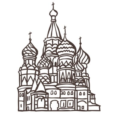 Saint Basils Katedrali 'nin tasviri. Beyaz Arkaplanda Vektör Grafiği
