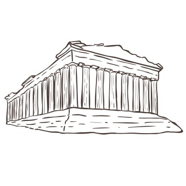 Parthenon 'un tasviri. Beyaz Arkaplanda Vektör Grafiği
